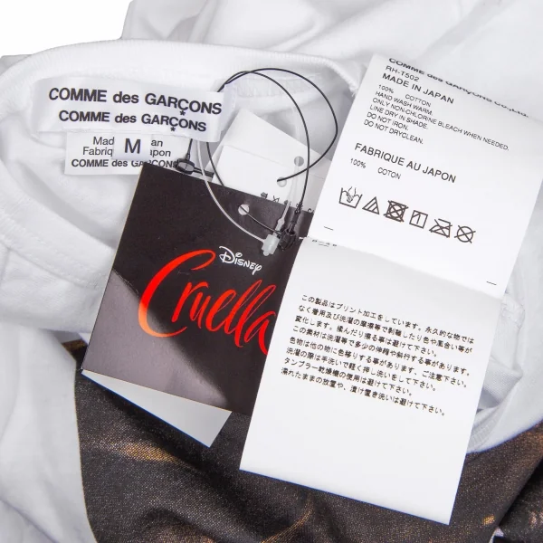 新品!コムコム コムデギャルソンCOMME des GARCONSクルエラフォトプリントTシャツ 白M K-103765_011