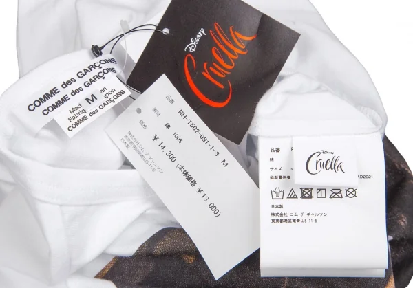 新品!コムコム コムデギャルソンCOMME des GARCONSクルエラフォトプリントTシャツ 白M K-103765_012