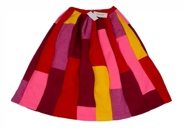 新品!コムコム コムデギャルソンCOMME des GARCONS フェルトパッチワーク切替スカート マルチXS K-103768_002