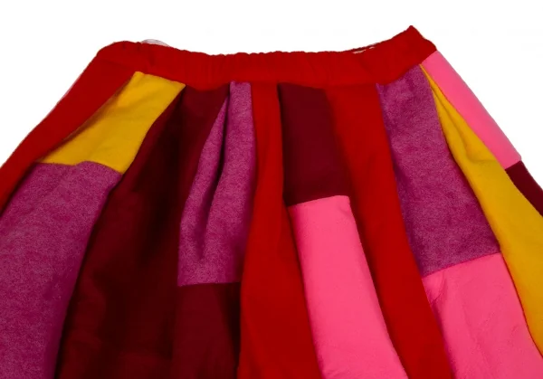 新品!コムコム コムデギャルソンCOMME des GARCONS フェルトパッチワーク切替スカート マルチXS K-103768_003