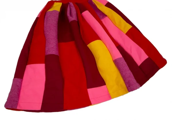 新品!コムコム コムデギャルソンCOMME des GARCONS フェルトパッチワーク切替スカート マルチXS K-103768_006