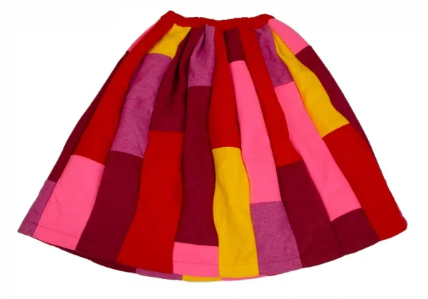 新品!コムコム コムデギャルソンCOMME des GARCONS フェルトパッチワーク切替スカート マルチXS K-103768_010