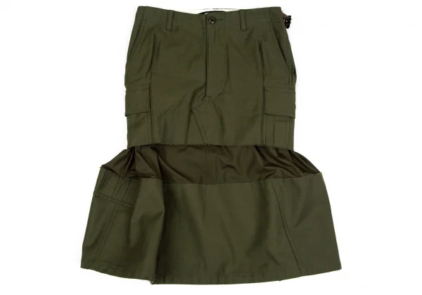 新品!ジュンヤワタナベ コムデギャルソンJUNYA WATANABE COMME des GARCONS カットオフレイヤードファティーグスカート オリーブXS K-103770_002