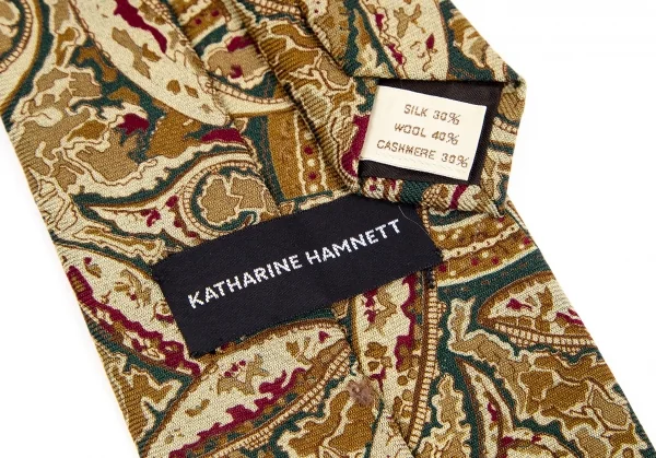 キャサリンハムネットKATHARINE HAMNETT ペイズリープリントネクタイ ベージュ緑 K-103779_005