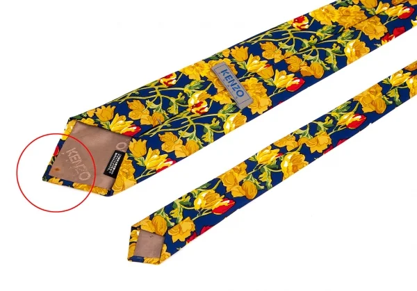 ケンゾーKENZO シルクフラワープリントネクタイ 青黄 K-103780_005