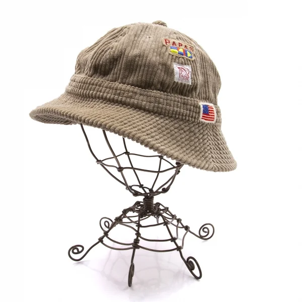 パパスPapas 太コーデュロイパッチメトロハット モカベージュL K-103792_001