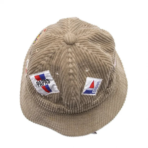 パパスPapas 太コーデュロイパッチメトロハット モカベージュL K-103792_010