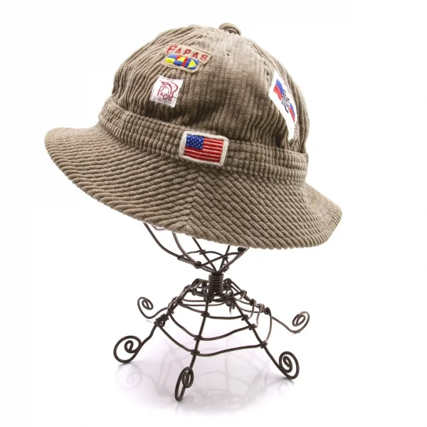 パパスPapas 太コーデュロイパッチメトロハット モカベージュL K-103792_003