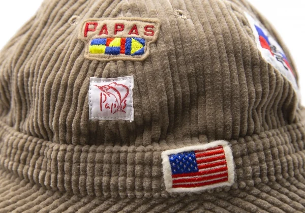 パパスPapas 太コーデュロイパッチメトロハット モカベージュL K-103792_004