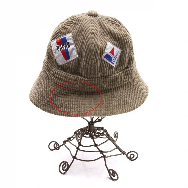 パパスPapas 太コーデュロイパッチメトロハット モカベージュL K-103792_007