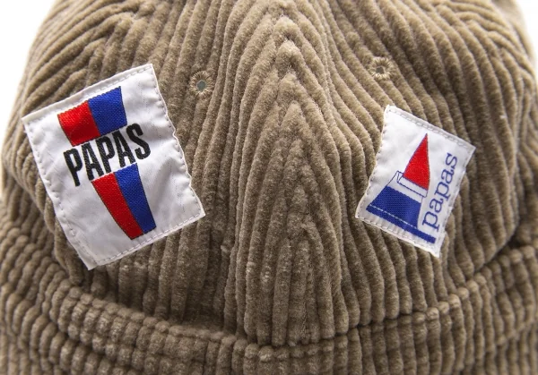 パパスPapas 太コーデュロイパッチメトロハット モカベージュL K-103792_009