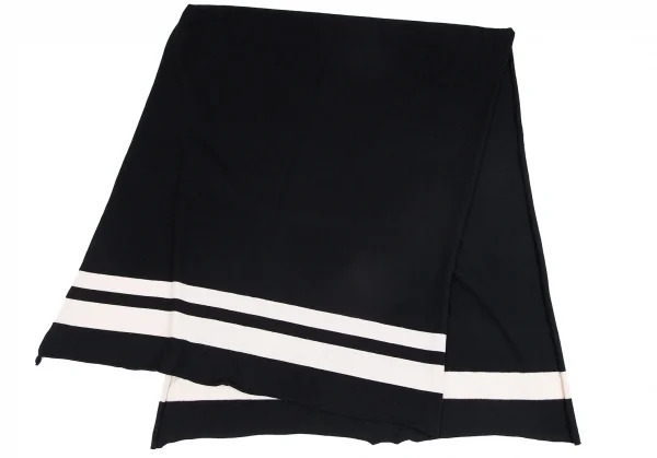 コムデギャルソンオムプリュスCOMME des GARCONS HOMME PLUS ラインウール大判マフラー 黒オフ K-103810_005