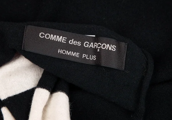 コムデギャルソンオムプリュスCOMME des GARCONS HOMME PLUS ラインウール大判マフラー 黒オフ K-103810_009