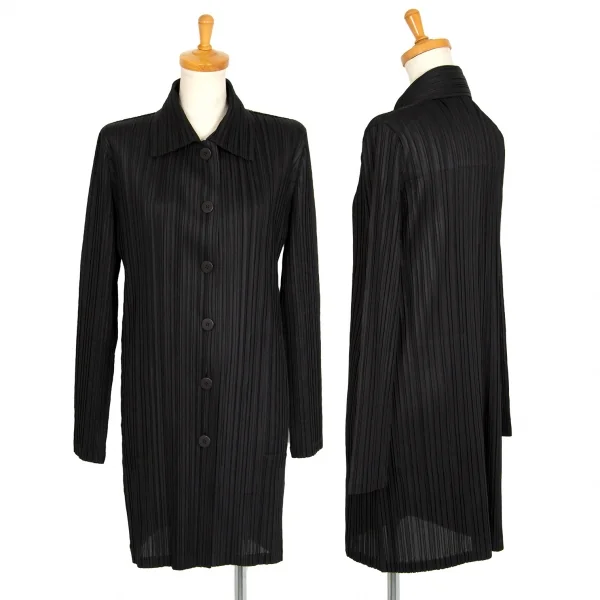 プリーツプリーズPLEATS PLEASE プリーツ6Bステンカラーコート 黒M位 K-103815_001