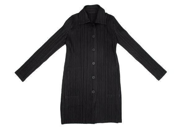 プリーツプリーズPLEATS PLEASE プリーツ6Bステンカラーコート 黒M位 K-103815_002