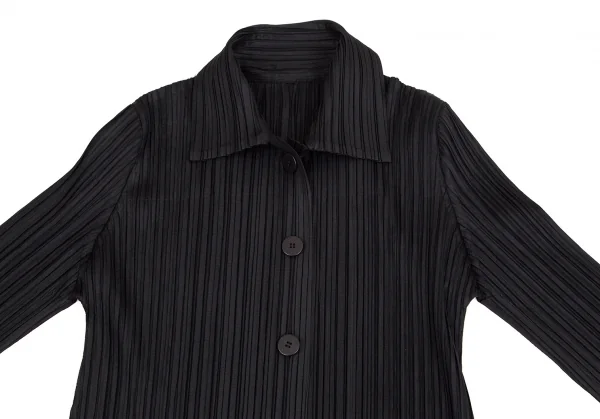 プリーツプリーズPLEATS PLEASE プリーツ6Bステンカラーコート 黒M位 K-103815_003