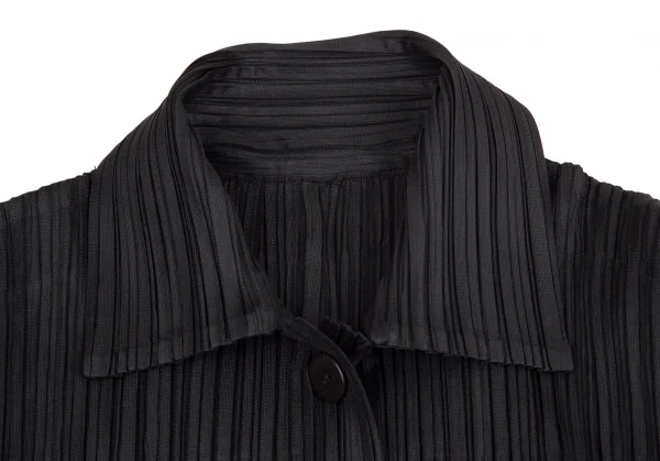 プリーツプリーズPLEATS PLEASE プリーツ6Bステンカラーコート 黒M位 K-103815_004