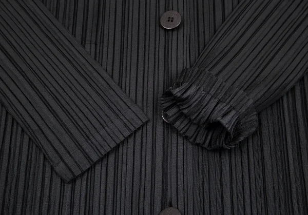 プリーツプリーズPLEATS PLEASE プリーツ6Bステンカラーコート 黒M位 K-103815_007