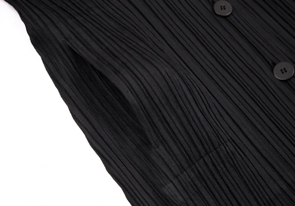 プリーツプリーズPLEATS PLEASE プリーツ6Bステンカラーコート 黒M位 K-103815_009