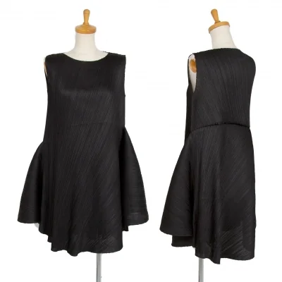 プリーツプリーズPLEATS PLEASE ノースリーブウエスト切替バルーンワンピース 黒