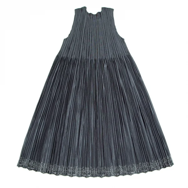 プリーツプリーズPLEATS PLEASE ウエスト切替シャイニーワンピース ネイビーM位 K-103846_010