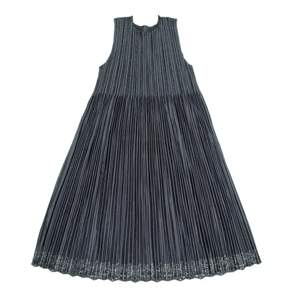 プリーツプリーズPLEATS PLEASE ウエスト切替シャイニーワンピース ネイビーM位 K-103846_002