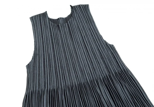 プリーツプリーズPLEATS PLEASE ウエスト切替シャイニーワンピース ネイビーM位 K-103846_003