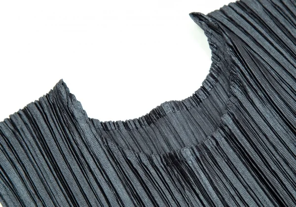 プリーツプリーズPLEATS PLEASE ウエスト切替シャイニーワンピース ネイビーM位 K-103846_004