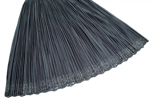 プリーツプリーズPLEATS PLEASE ウエスト切替シャイニーワンピース ネイビーM位 K-103846_007