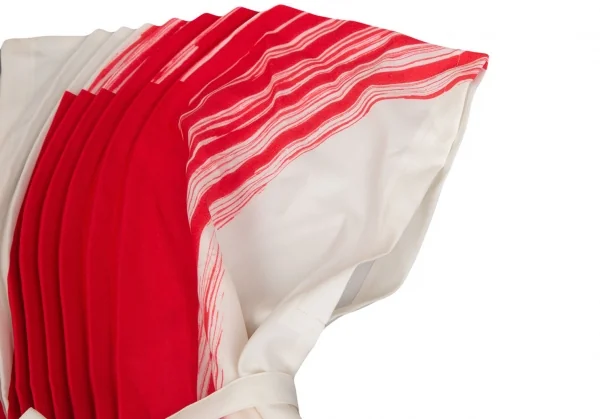 イッセイミヤケISSEY MIYAKE 132 5. ペイントプリーツVネックワンピース 白赤M位 K-103883_005