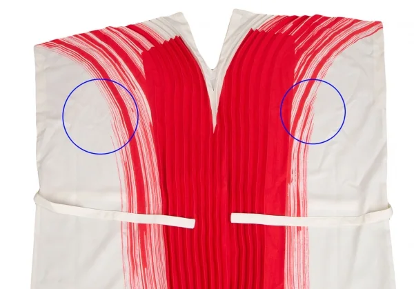 イッセイミヤケISSEY MIYAKE 132 5. ペイントプリーツVネックワンピース 白赤M位 K-103883_007