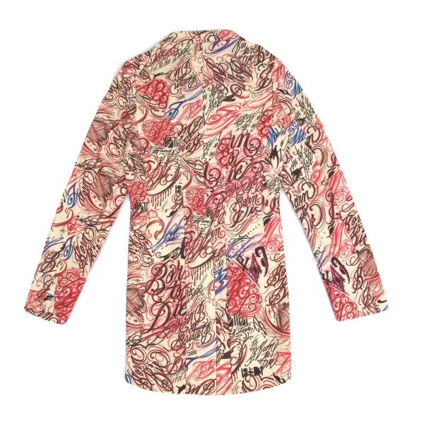 コムデギャルソン オムプリュスCOMME des GARCONS HOMME PLUS ストレッチタトゥープリントスワロウテイルジャケット クリーム赤L K-103903_010