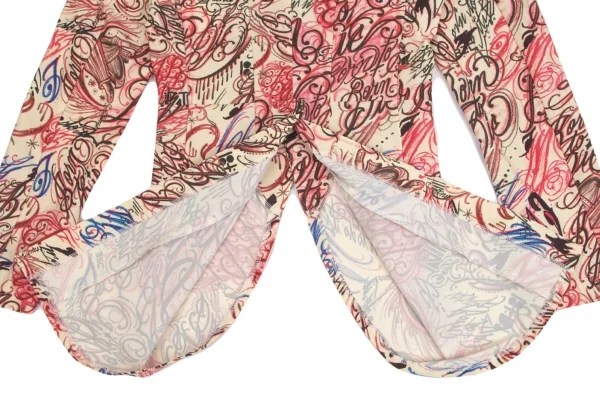 コムデギャルソン オムプリュスCOMME des GARCONS HOMME PLUS ストレッチタトゥープリントスワロウテイルジャケット クリーム赤L K-103903_012