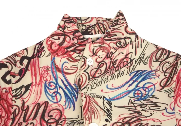 コムデギャルソン オムプリュスCOMME des GARCONS HOMME PLUS ストレッチタトゥープリントスワロウテイルジャケット クリーム赤L K-103903_004