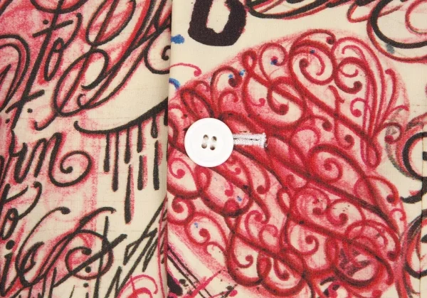 コムデギャルソン オムプリュスCOMME des GARCONS HOMME PLUS ストレッチタトゥープリントスワロウテイルジャケット クリーム赤L K-103903_007