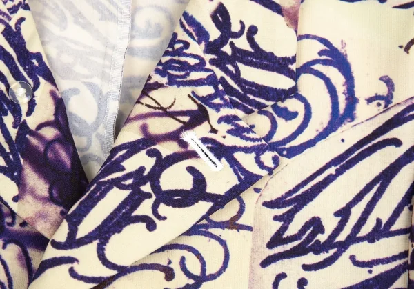 コムデギャルソン オムプリュスCOMME des GARCONS HOMME PLUS ストレッチタトゥープリントジャケット クリーム青L K-103904_003