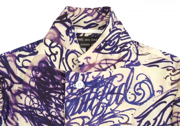 コムデギャルソン オムプリュスCOMME des GARCONS HOMME PLUS ストレッチタトゥープリントジャケット クリーム青L K-103904_004