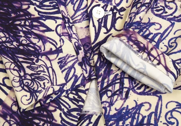 コムデギャルソン オムプリュスCOMME des GARCONS HOMME PLUS ストレッチタトゥープリントジャケット クリーム青L K-103904_007