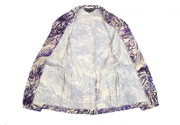 コムデギャルソン オムプリュスCOMME des GARCONS HOMME PLUS ストレッチタトゥープリントジャケット クリーム青L K-103904_010