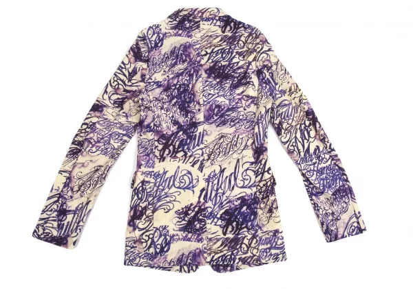 コムデギャルソン オムプリュスCOMME des GARCONS HOMME PLUS ストレッチタトゥープリントジャケット クリーム青L K-103904_011