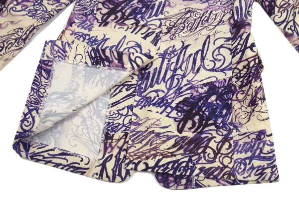 コムデギャルソン オムプリュスCOMME des GARCONS HOMME PLUS ストレッチタトゥープリントジャケット クリーム青L K-103904_012