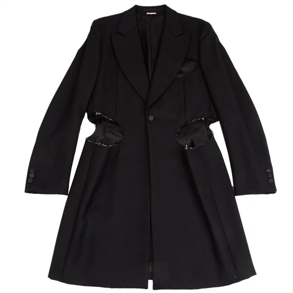 コムデギャルソン オムプリュスCOMME des GARCONS HOMME PLUS オールドギャバくり抜きホーリーチェスターコート 黒M K-103906_001