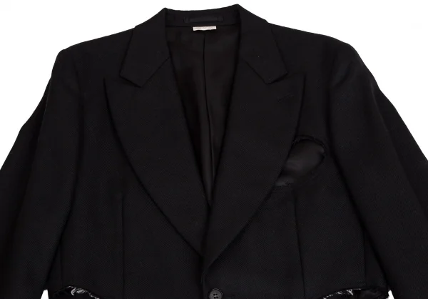 コムデギャルソン オムプリュスCOMME des GARCONS HOMME PLUS オールドギャバくり抜きホーリーチェスターコート 黒M K-103906_002