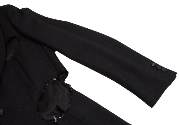 コムデギャルソン オムプリュスCOMME des GARCONS HOMME PLUS オールドギャバくり抜きホーリーチェスターコート 黒M K-103906_005