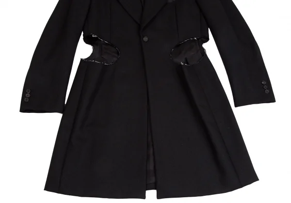 コムデギャルソン オムプリュスCOMME des GARCONS HOMME PLUS オールドギャバくり抜きホーリーチェスターコート 黒M K-103906_008