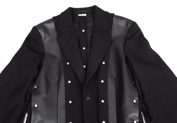 コムデギャルソン オムプリュスCOMME des GARCONS HOMME PLUS 平和の鎧フェイクレザーリベット切替ジャケット 黒M K-103907_002