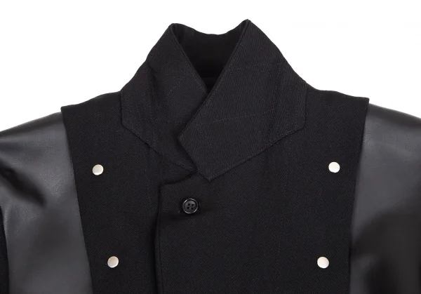 コムデギャルソン オムプリュスCOMME des GARCONS HOMME PLUS 平和の鎧フェイクレザーリベット切替ジャケット 黒M K-103907_003