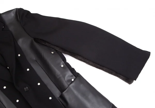 コムデギャルソン オムプリュスCOMME des GARCONS HOMME PLUS 平和の鎧フェイクレザーリベット切替ジャケット 黒M K-103907_004