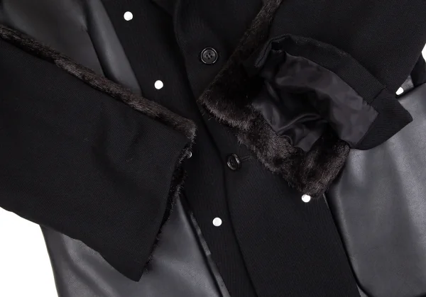 コムデギャルソン オムプリュスCOMME des GARCONS HOMME PLUS 平和の鎧フェイクレザーリベット切替ジャケット 黒M K-103907_006