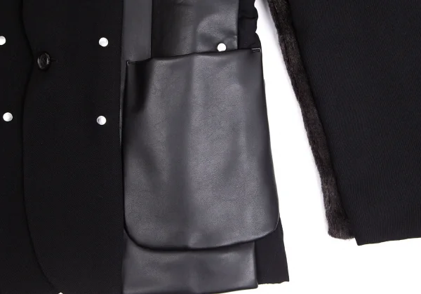 コムデギャルソン オムプリュスCOMME des GARCONS HOMME PLUS 平和の鎧フェイクレザーリベット切替ジャケット 黒M K-103907_009